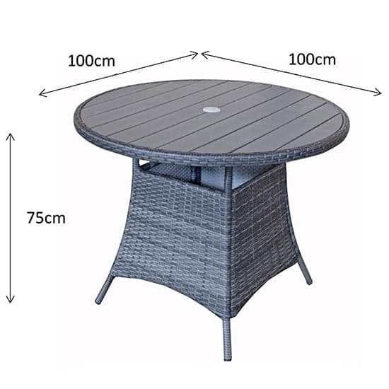 Elysia Round Wooden Top 100cm Dining Table In Mixed Grey_2