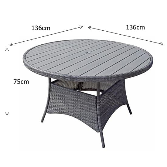 Elysia Round Wooden Top 135cm Dining Table In Mixed Grey_2
