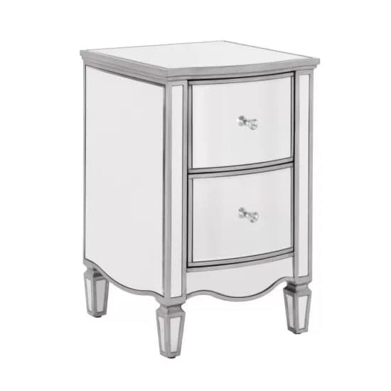 Elyssa Mirrored Bedside Cabinet With 2 Drawers In Silver_2