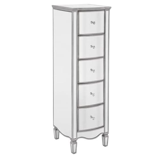 Elyssa Mirrored Chest 5 Of Drawers Narrow In Silver_2