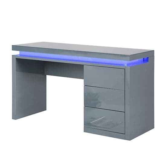 Emerson High Gloss Computer Desk In Grey With LED Lighting_3