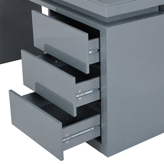 Emerson High Gloss Computer Desk In Grey With LED Lighting_13