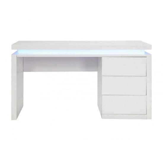 Emerson High Gloss Computer Desk In White With LED Lighting_3