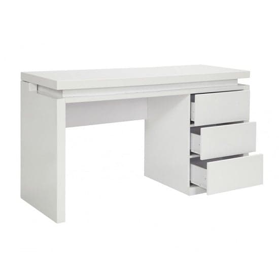 Emerson High Gloss Computer Desk In White With LED Lighting_4