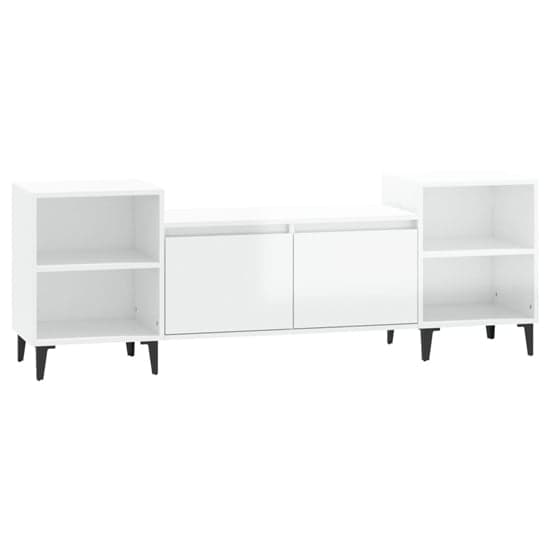 Emery High Gloss TV Stand With 2 Doors 2 Shelves In White_3