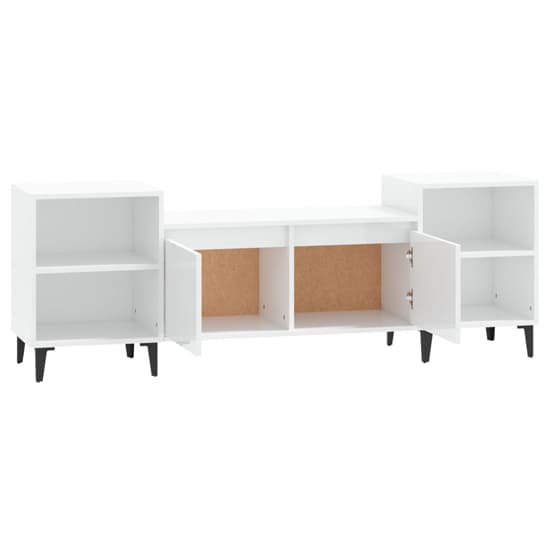Emery High Gloss TV Stand With 2 Doors 2 Shelves In White_5