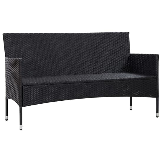 Emery Poly Rattan 3 Seater Garden Sofa With Cushions In Black_3