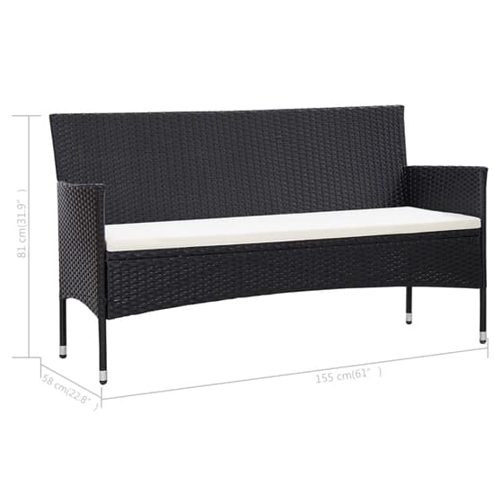Emery Poly Rattan 3 Seater Garden Sofa With Cushions In Black_6