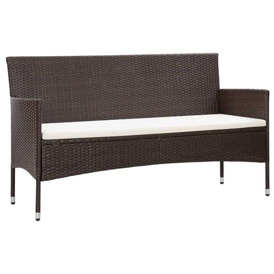 Emery Poly Rattan 3 Seater Garden Sofa With Cushions In Brown_1