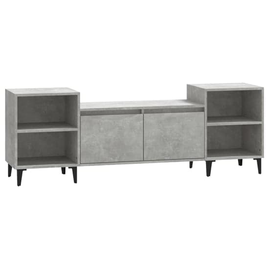 Emery Wooden TV Stand With 2 Doors 2 Shelves In Concrete Effect_3