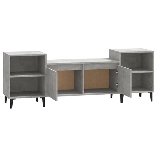 Emery Wooden TV Stand With 2 Doors 2 Shelves In Concrete Effect_5