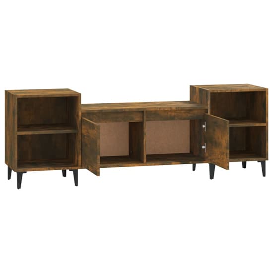 Emery Wooden TV Stand With 2 Doors 2 Shelves In Smoked Oak_5