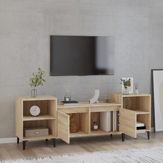 Emery Wooden TV Stand With 2 Doors 2 Shelves In Sonoma Oak_2
