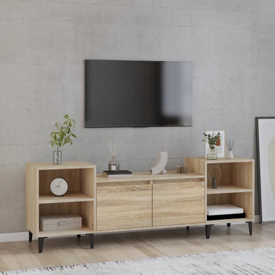 Emery Wooden TV Stand With 2 Doors 2 Shelves In Sonoma Oak_1