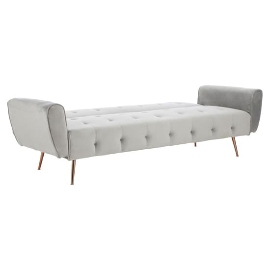 Emiw Upholstered Velvet Sofa Bed With Gold Legs In Grey_4