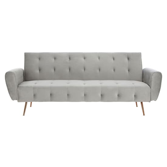 Emiw Upholstered Velvet Sofa Bed With Gold Legs In Grey_5
