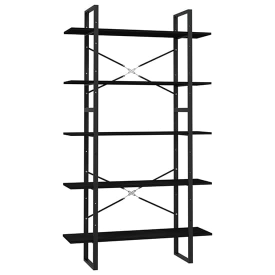 Emlen Extra Large Solid Pinewood 5 Tier Bookcase In Black_3