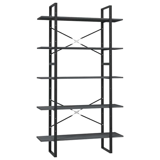Emlen Extra Large Solid Pinewood 5 Tier Bookcase In Grey_3