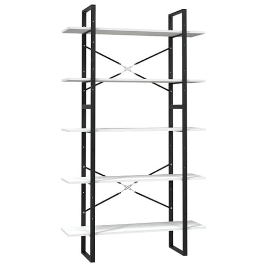 Emlen Extra Large Solid Pinewood 5 Tier Bookcase In White_3