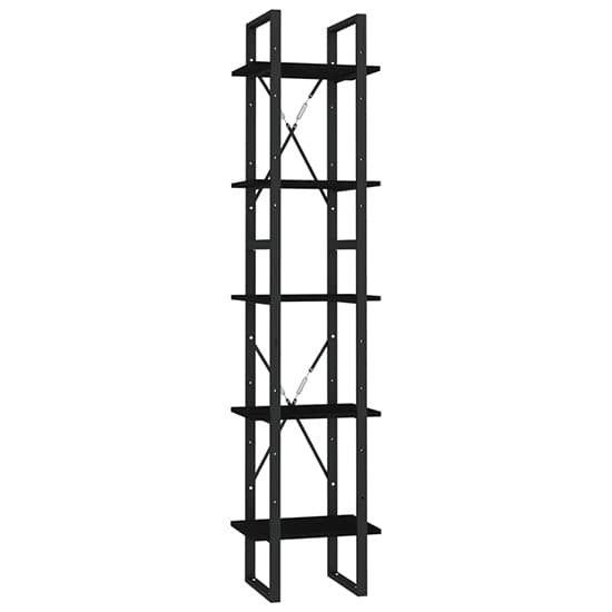 Emlen Small Solid Pinewood 5 Tier Bookcase In Black_3