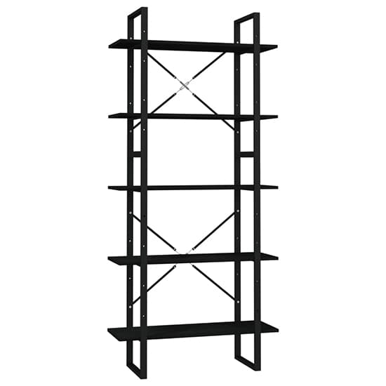 Emlen Large Solid Pinewood 5 Tier Bookcase In Black_3