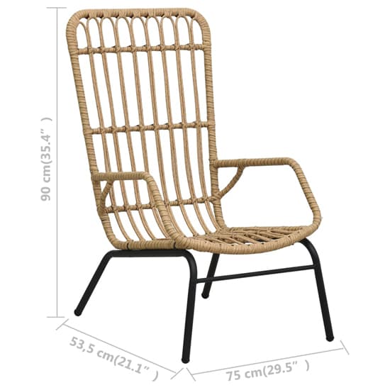Emma Poly Rattan Garden Seating Chair In Light Brown_5