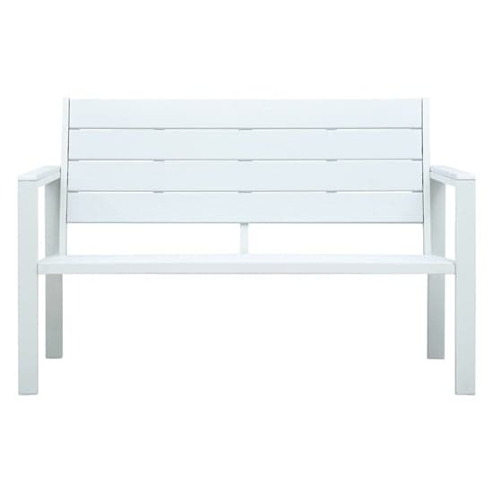 Emma Wooden Garden Seating Bench With Steel Frame In White_2