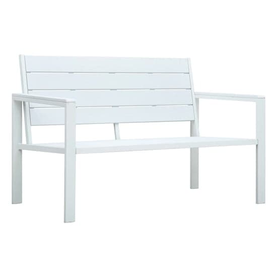 Emma Wooden Garden Seating Bench With Steel Frame In White_1