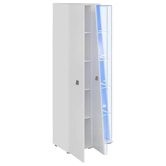 Emory High Gloss Display Cabinet Tall 2 Doors In White With LED_2