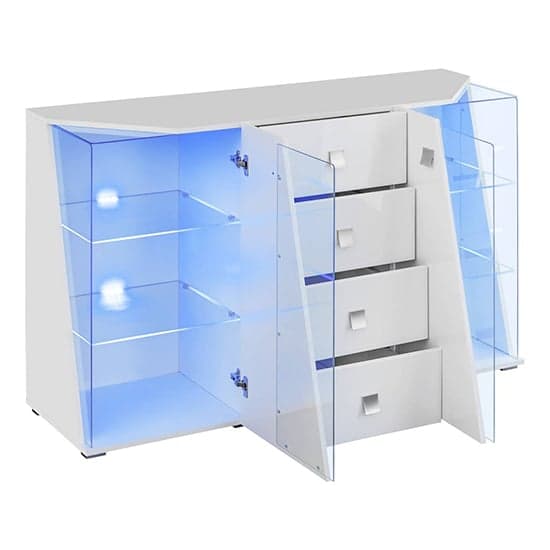 Emory High Gloss Sideboard 2 Doors 4 Drawers In White With LED_2