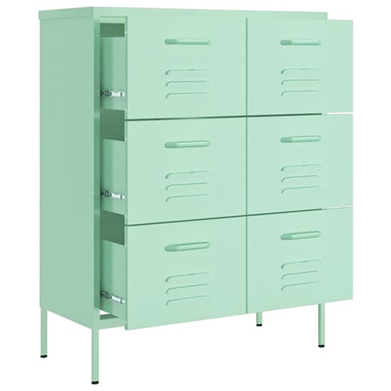 Emrik Steel Storage Cabinet With 6 Drawers In Mint_4