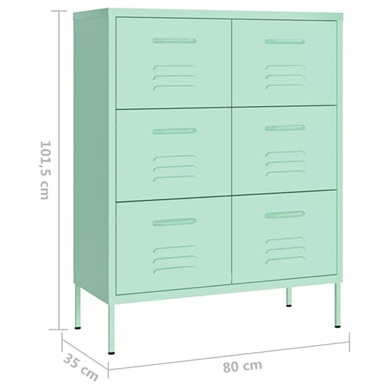 Emrik Steel Storage Cabinet With 6 Drawers In Mint_5