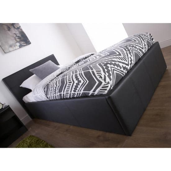 Eltham End Lift Ottoman Fabric Double Bed In Grey Furniture in Fashion