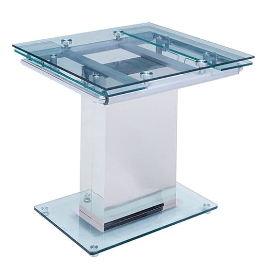 Enke Extending Clear Glass Dining Table With Chrome Base_2