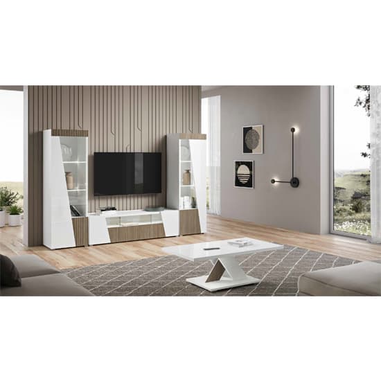 Enna High Gloss Display Cabinet 1 Door Left In White And LED_3