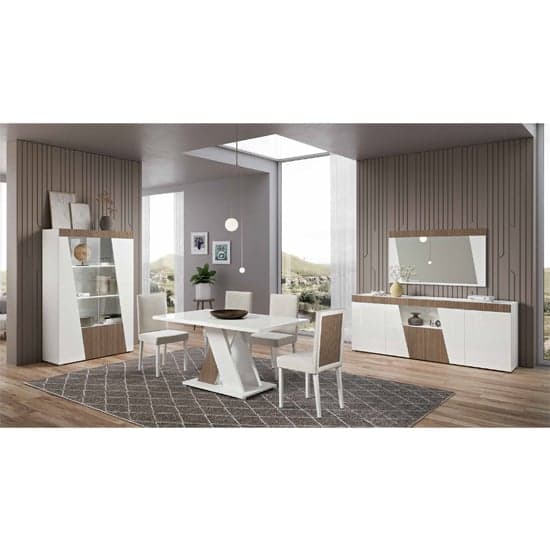 Enna High Gloss Display Cabinet In White With 2 Doors And LED_2