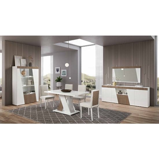 Enna High Gloss Sideboard In White With 4 Doors And LED_2