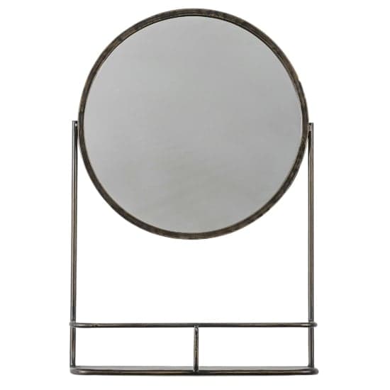 Enoch Wall Mirror With Shelf In Black Iron Frame_1