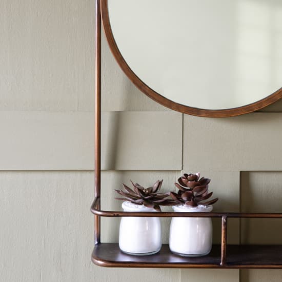 Enoch Wall Mirror With Shelf In Bronze Iron Frame_3