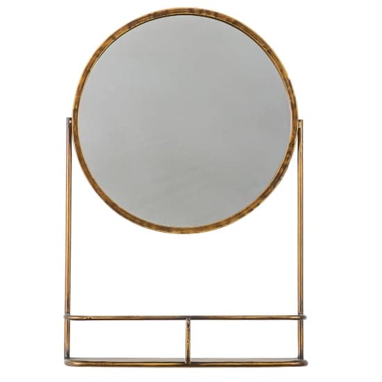 Enoch Wall Mirror With Shelf In Bronze Iron Frame_1