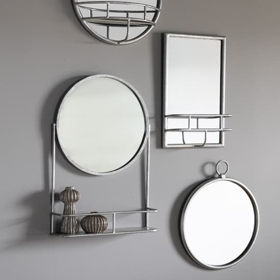 Enoch Wall Mirror With Shelf In Silver Iron Frame_2