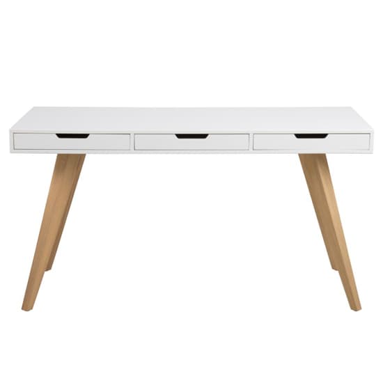Enoch Wooden Computer Desk With 3 Drawers In White_4