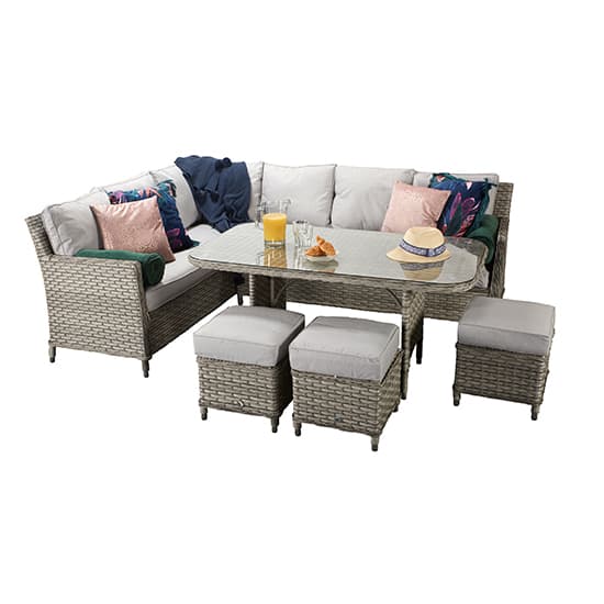 Enola Corner Dining Sofa Set In 3 Wicker Special Grey Weave_2