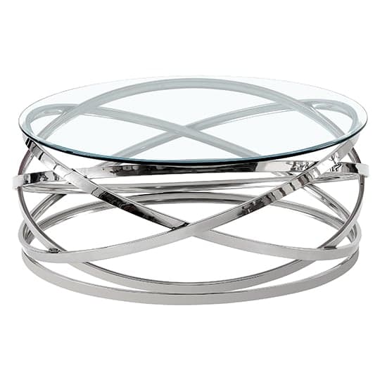 Enrico Round Clear Glass Coffee Table With Silver Base_2