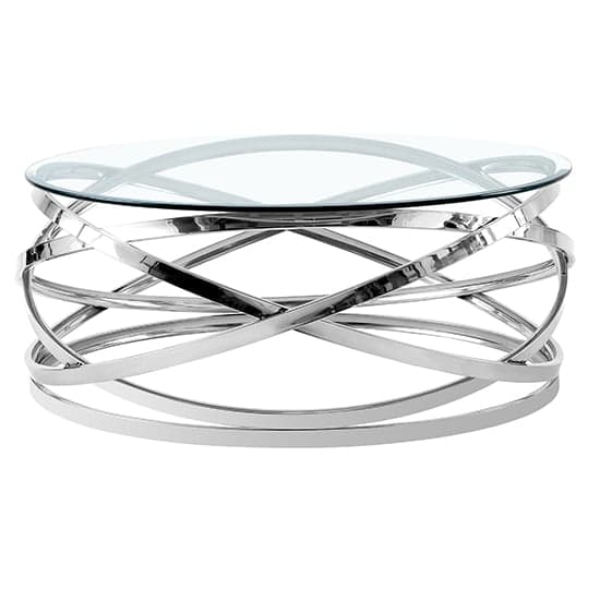 Enrico Round Clear Glass Coffee Table With Silver Base Furniture in Fashion