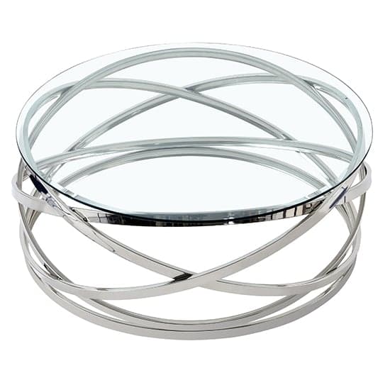 Enrico Round Clear Glass Coffee Table With Silver Base Furniture in Fashion