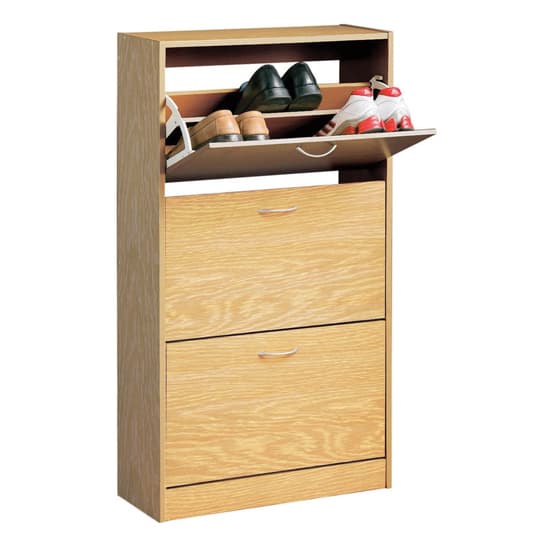 Envy Wooden Shoe Cabinet With 3 Drawers In Natural Oak_2