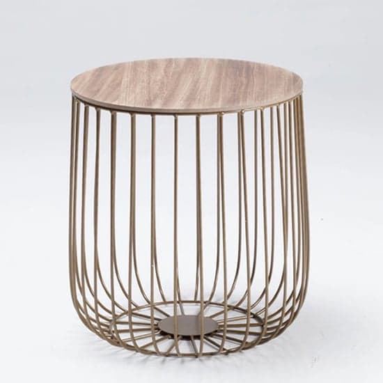 Enzi Small Wooden Coffee Table With Gold Cage Frame In Oak_2