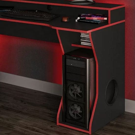 Enzi Wooden Gaming Desk In Black And Red_4