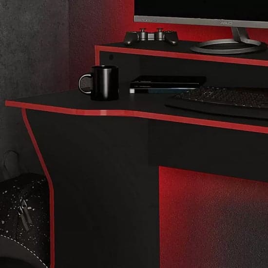 Enzi Wooden Gaming Desk In Black And Red_5